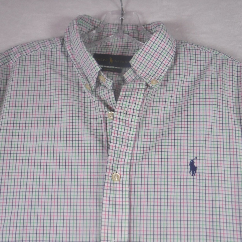 Ralph Lauren Mens Classic Fit Tattersall Check Button Down Shirt Multi Color M